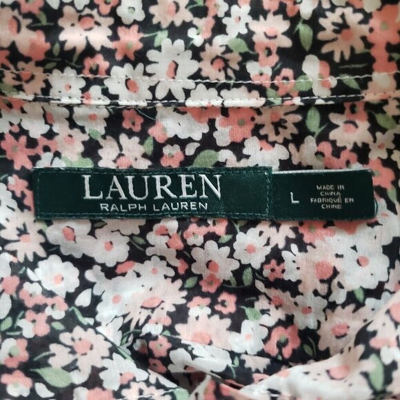 Ralph Lauren Girl's Blouse Silk Blend Floral Pink Button Up Shirt - Size Large - Picture 8 of 12